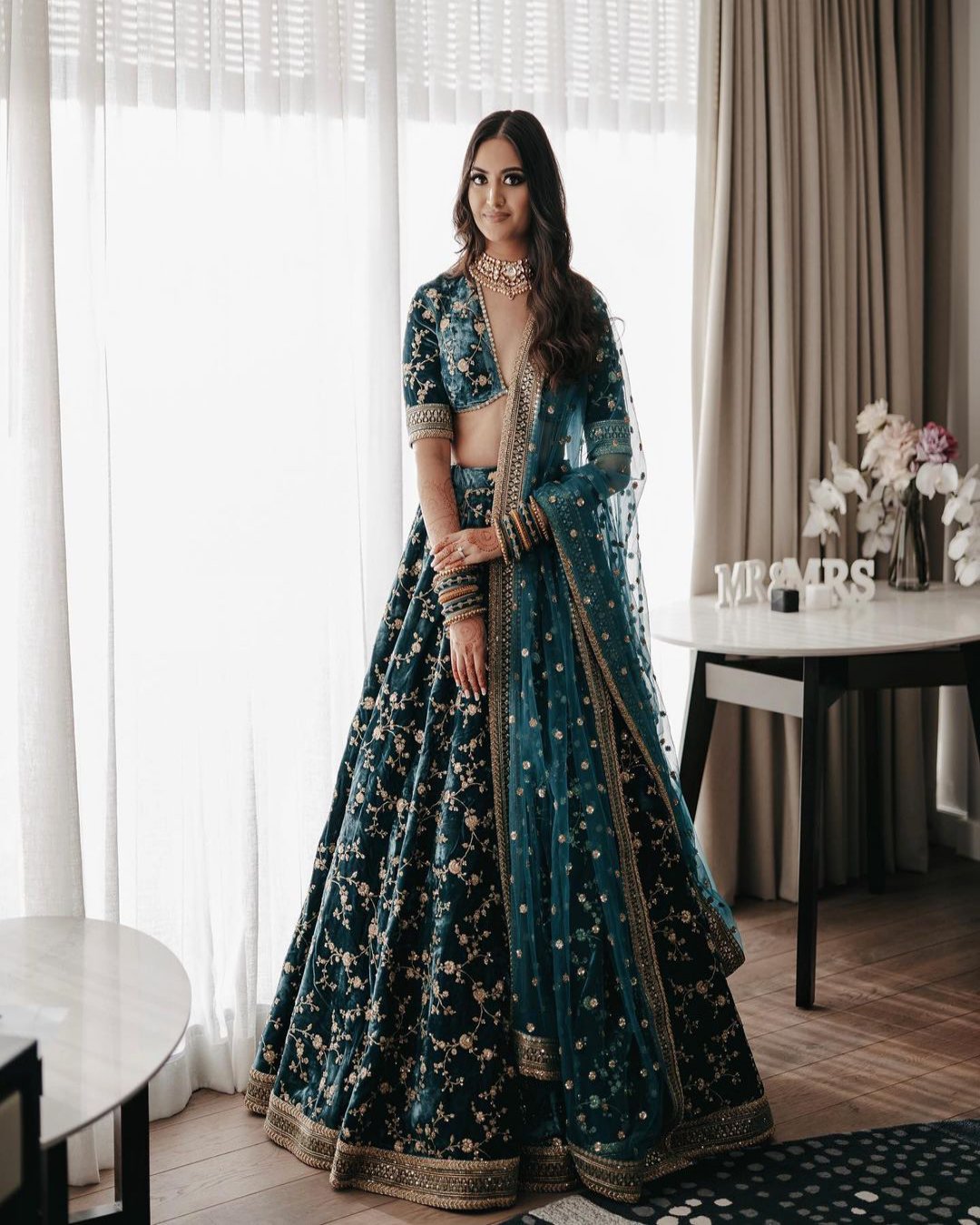 Bridal deals velvet lehenga