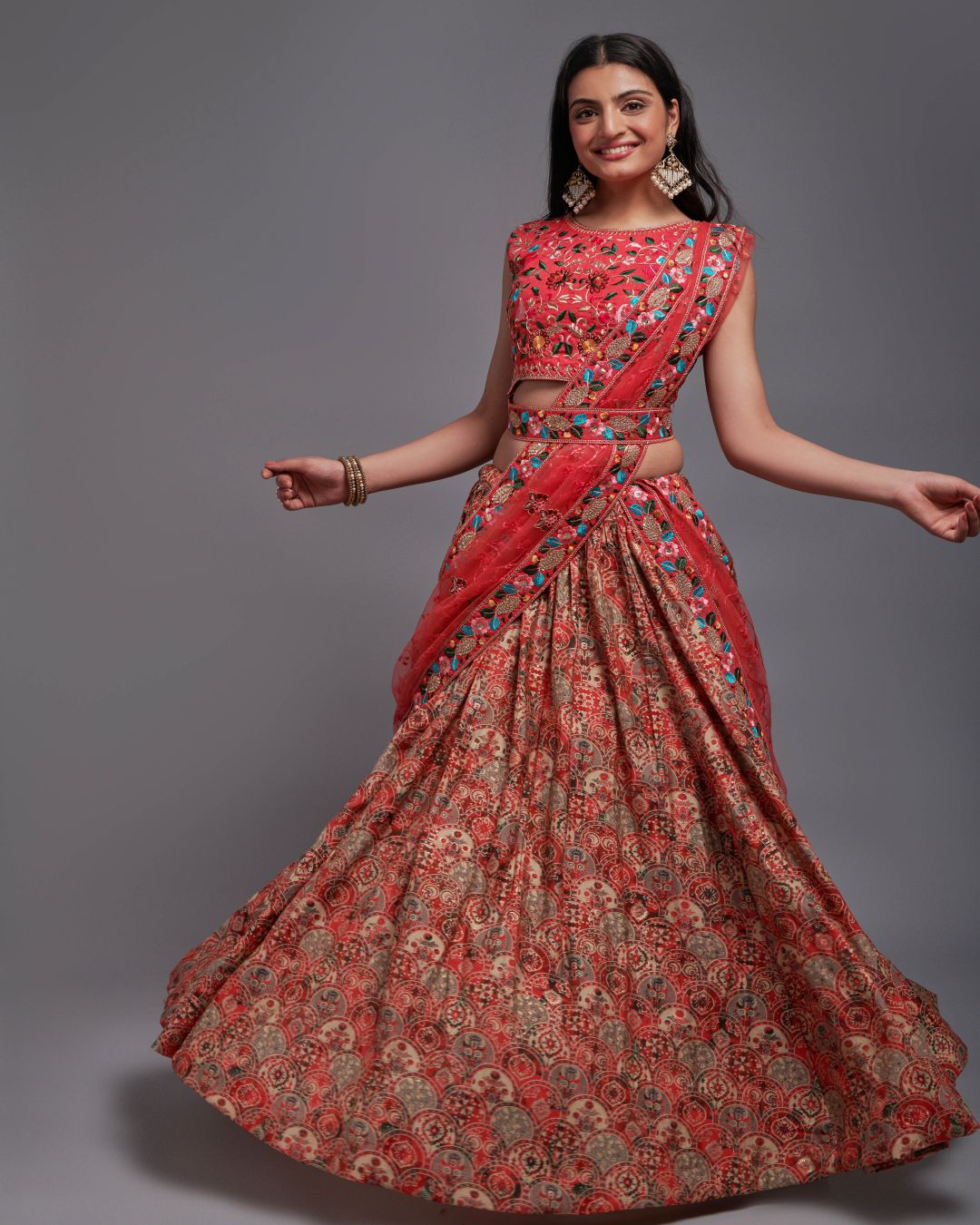 Wedingwear Embroidered Viscose Lehenga in