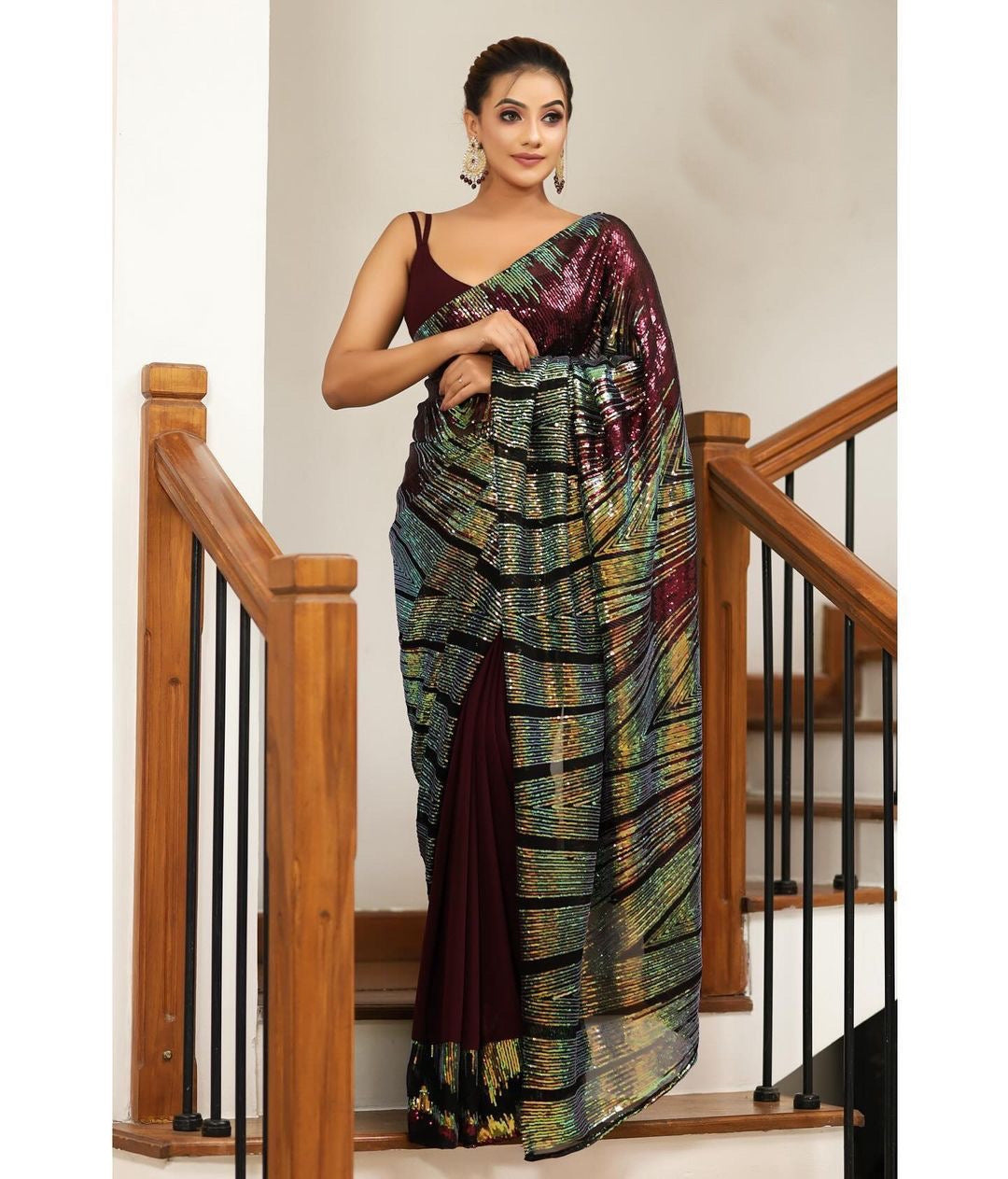 Exotic Designer Sequins Saree