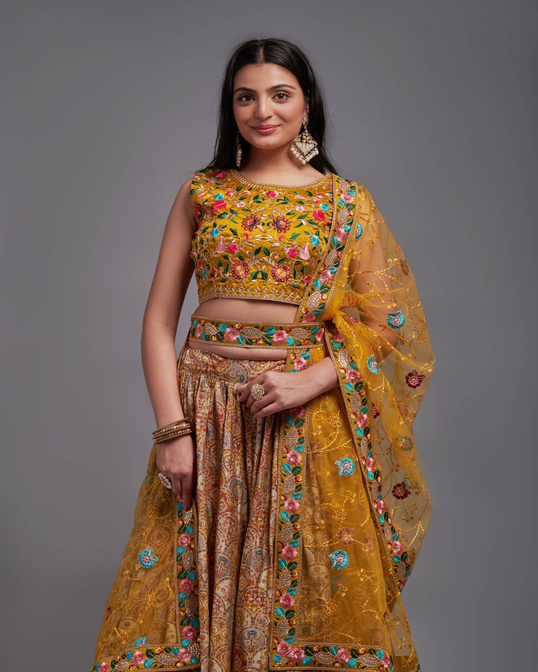 Wedding Wear Embroidered Viscose Lehenga