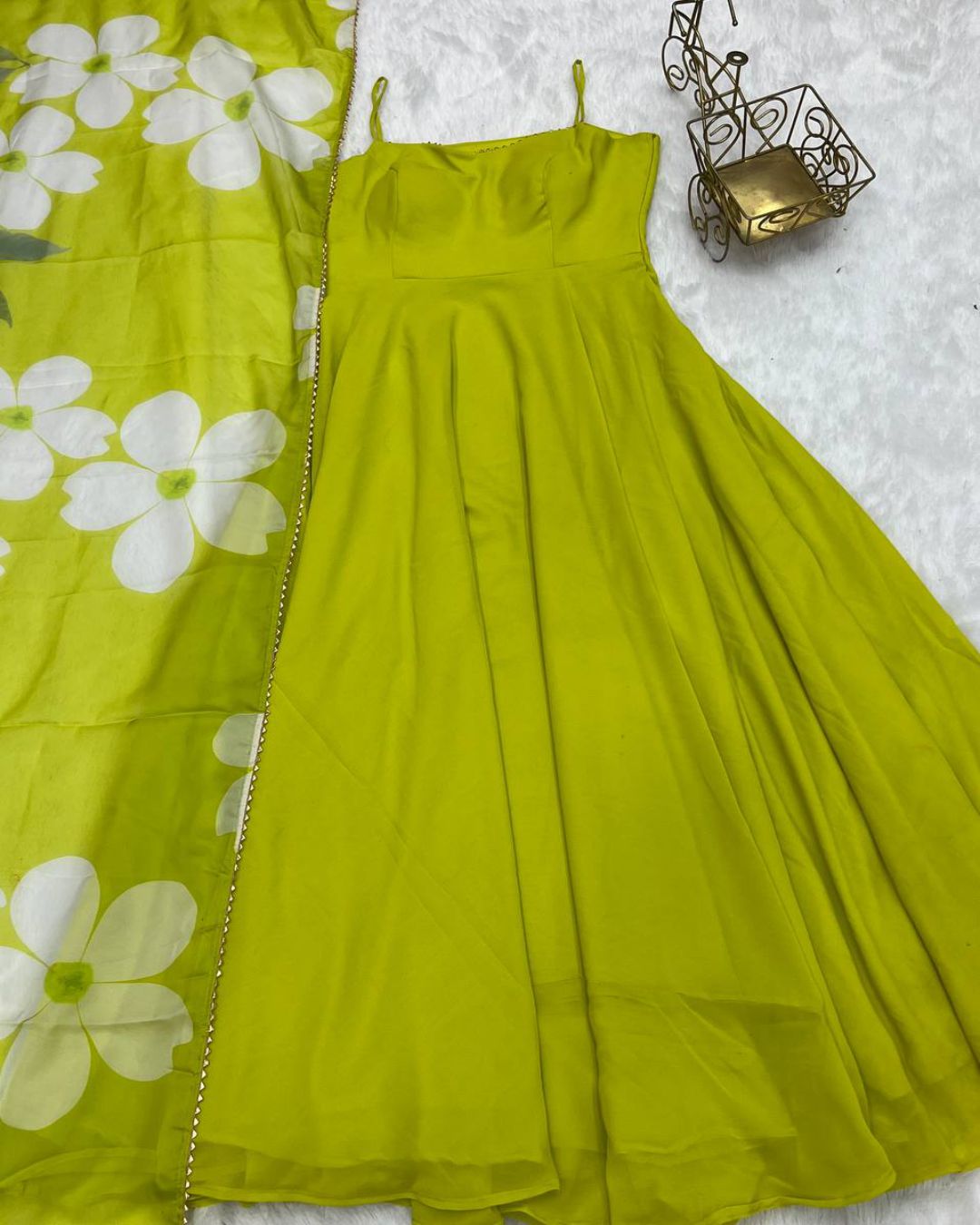 Beautiful Georgette Material Liril Color Gown