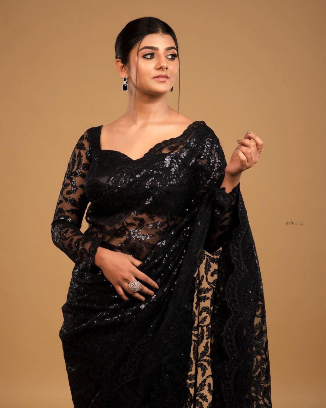 Gorgeous Black Color Soft Net Bollywood Saree