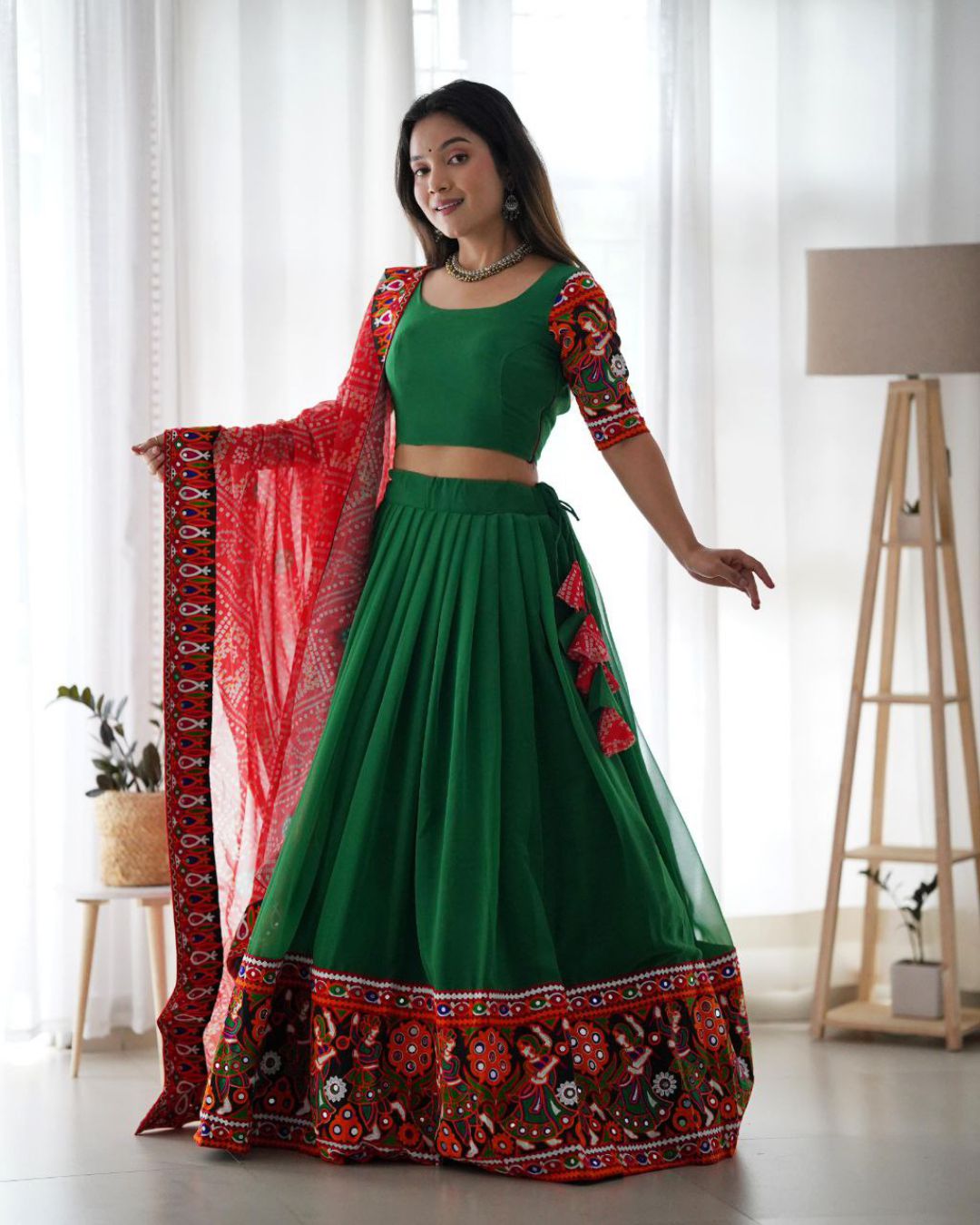 Green Exclusive Navratri Festival Wear Best Chaniya Choli Collection