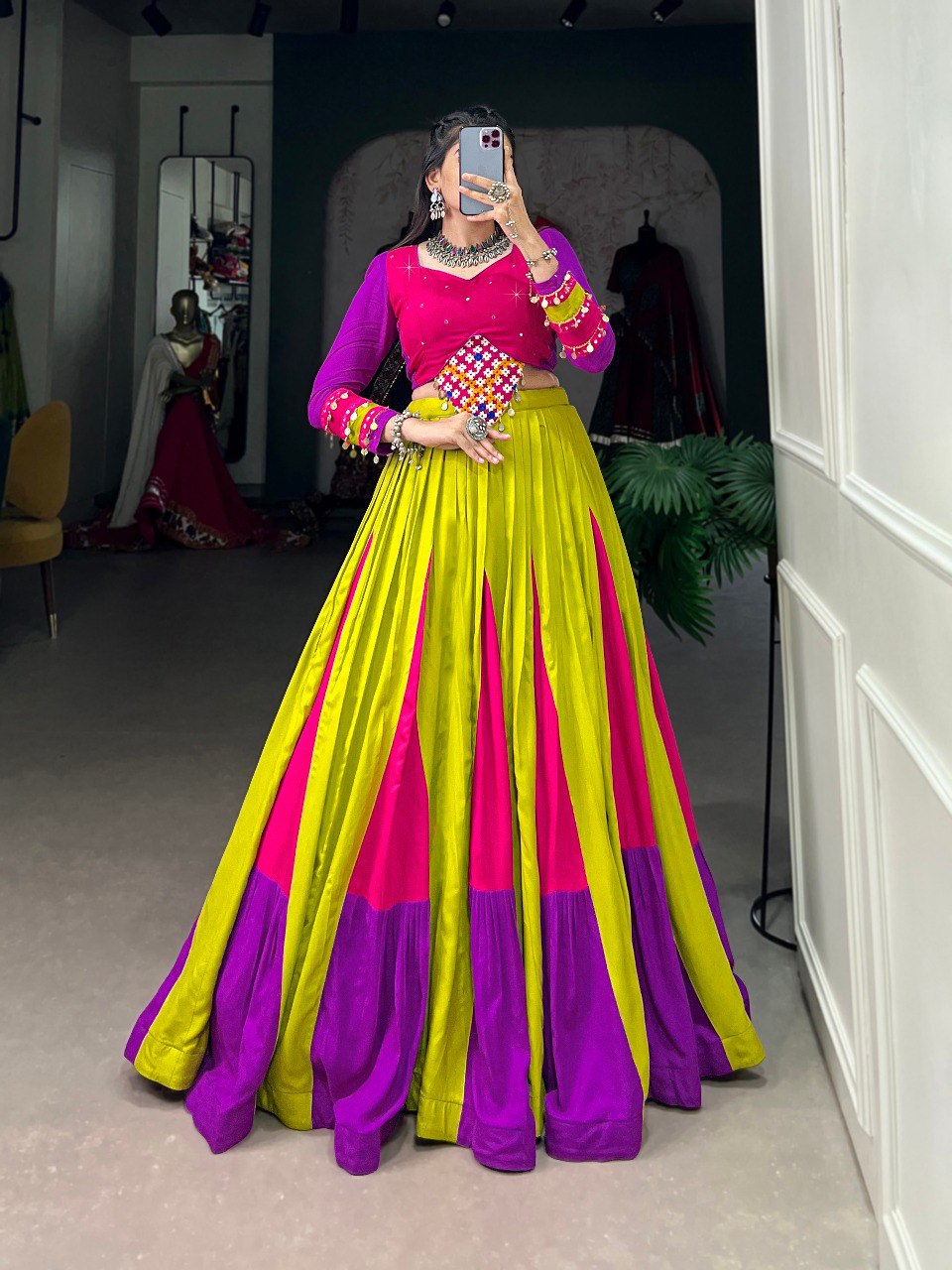 Radiant Navratri Lehenga Choli - Eye-Catching Colorful Design for Unforgettable Festive Celebrations