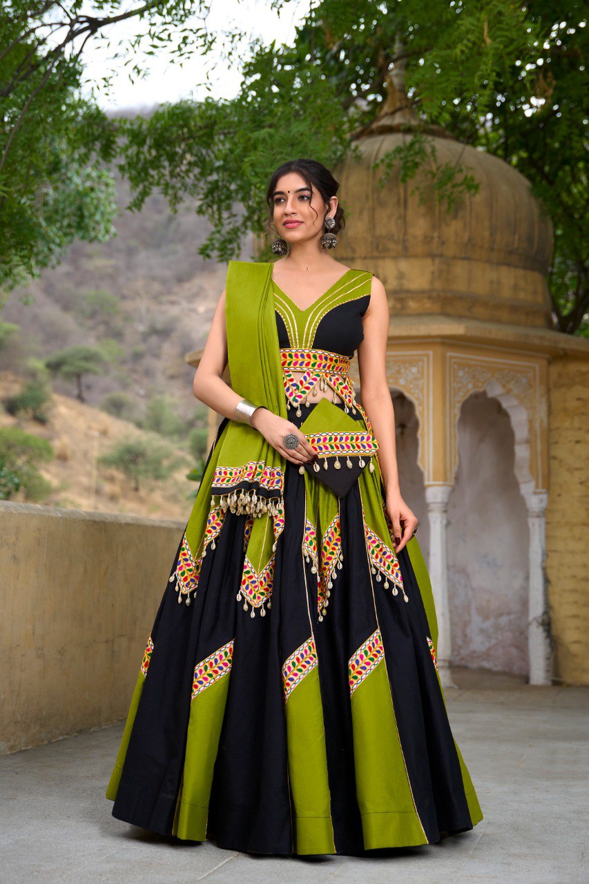 Enchanting Black & Green Navratri Lehenga Choli