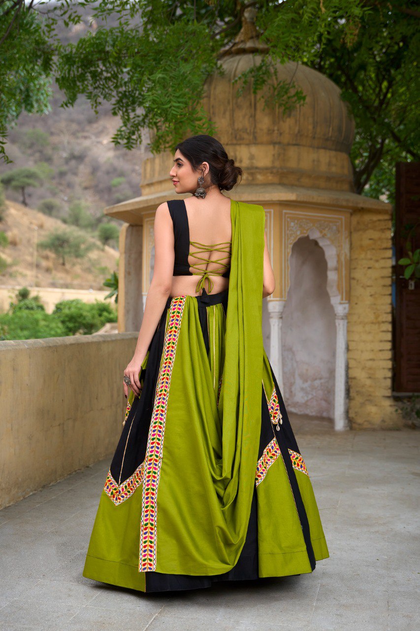 Enchanting Black & Green Navratri Lehenga Choli