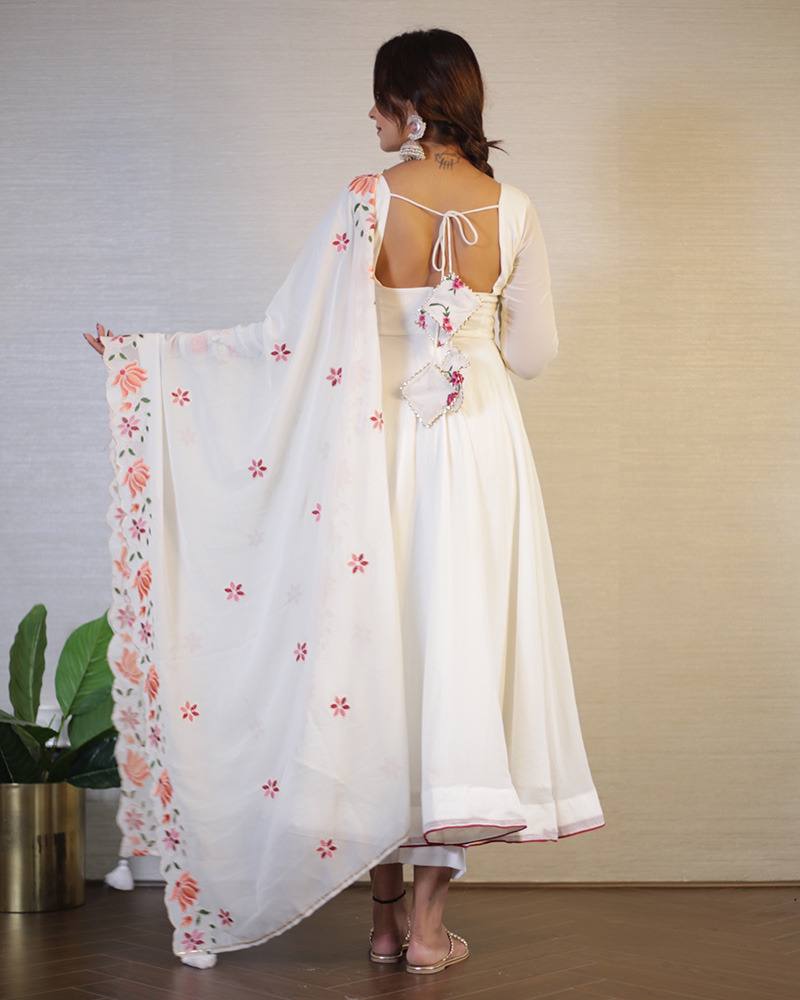 Gorgeous White Floral Anarkali