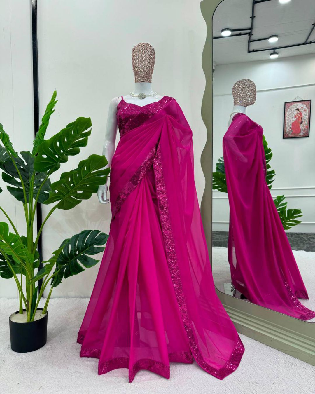 Barbie Pink Designer saree