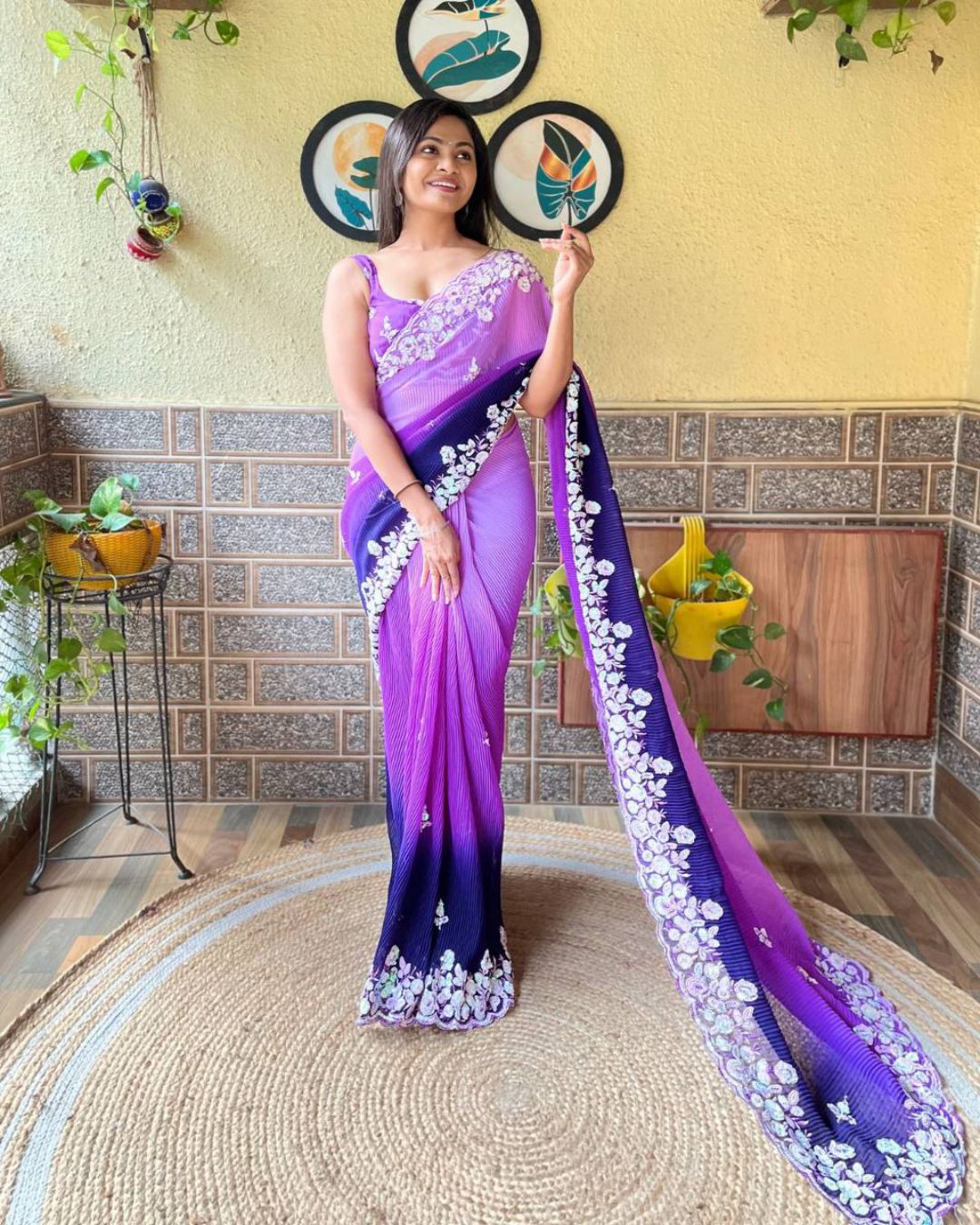 Gorgeous purple Partywear Saree