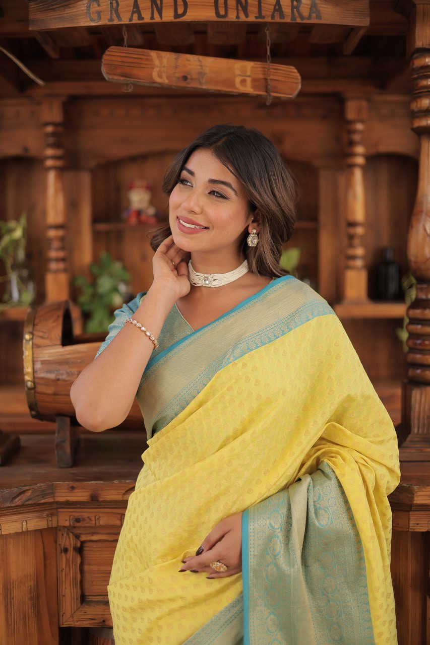 Yellow Color Kanjivaram Soft Silk Saree