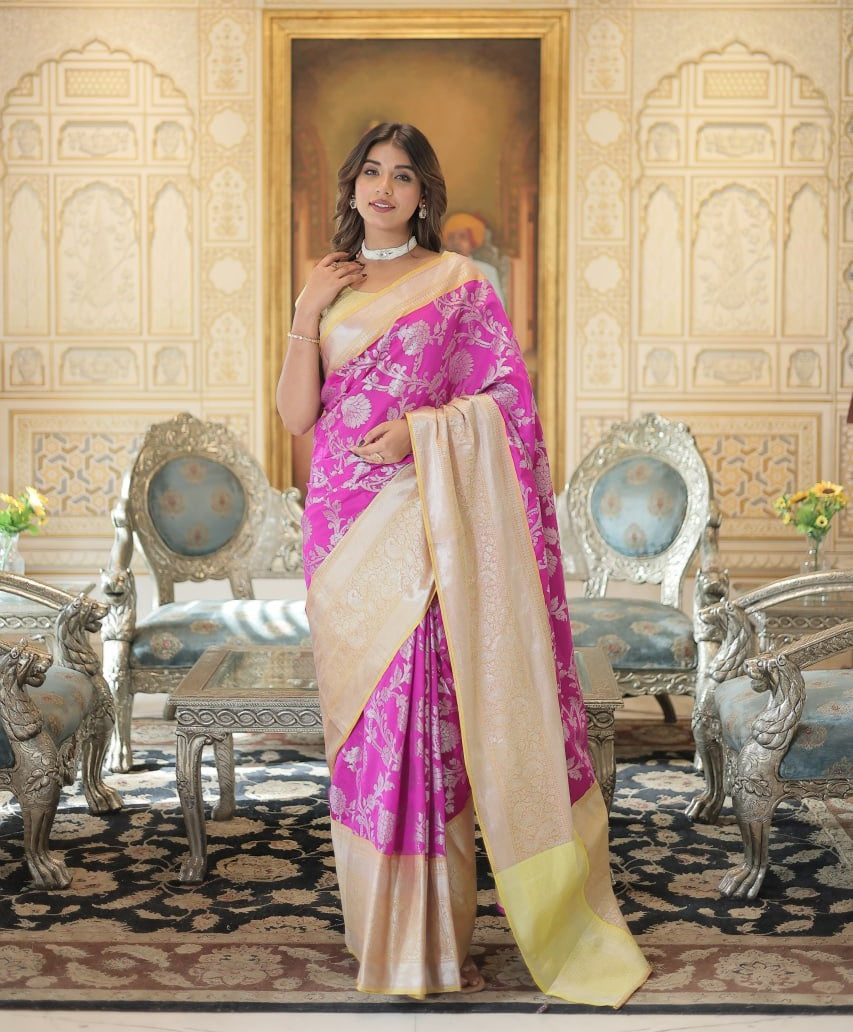 Pink Color Kanjivaram Soft Silk Saree