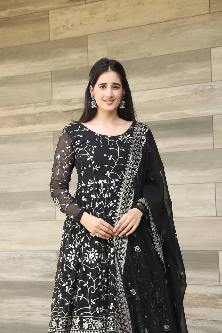 Presenting Full Heavy Work Black Color Anarkali Suit