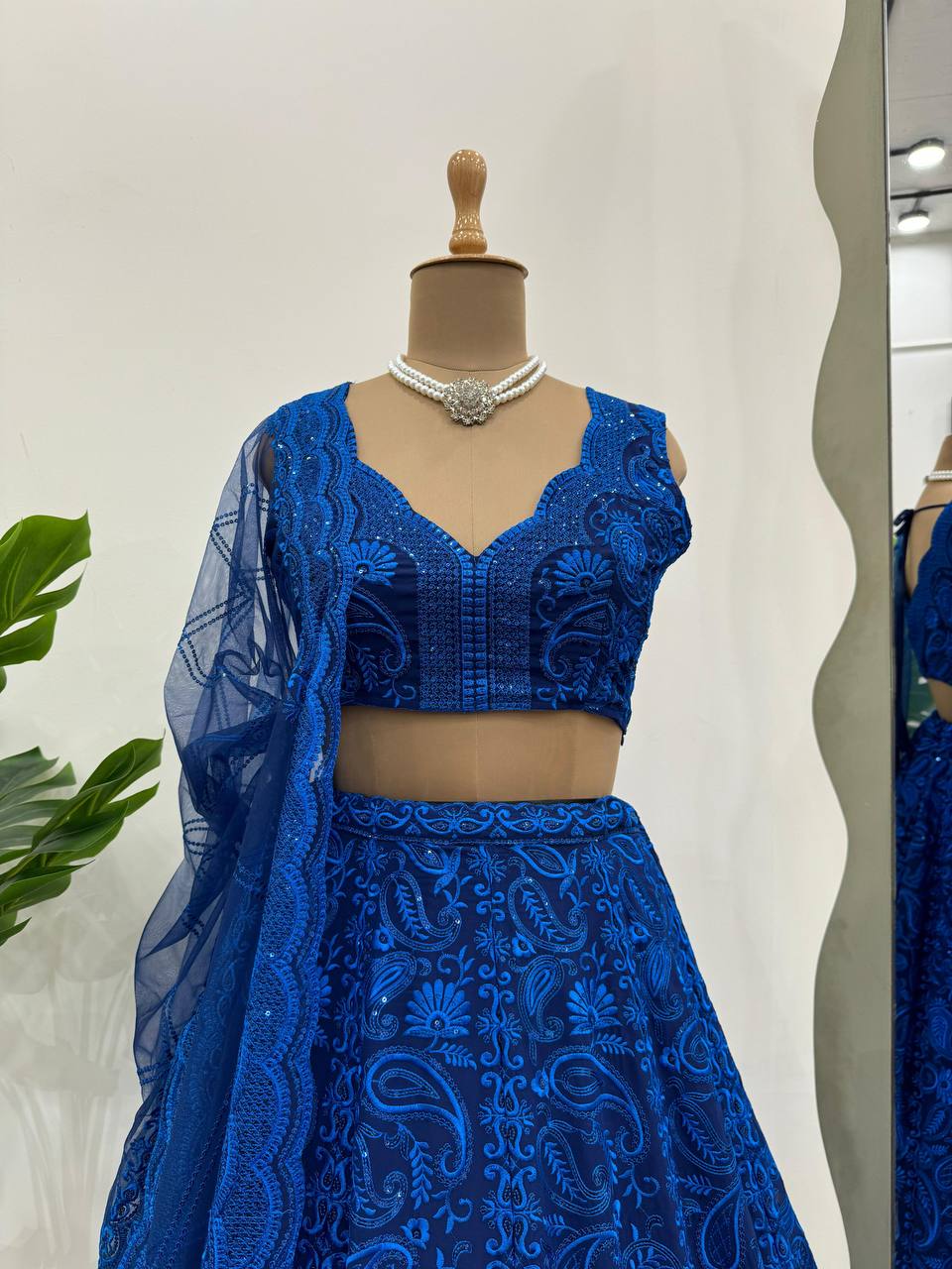 Royal Blue Color Sequence With Thread Work Lehenga Choli