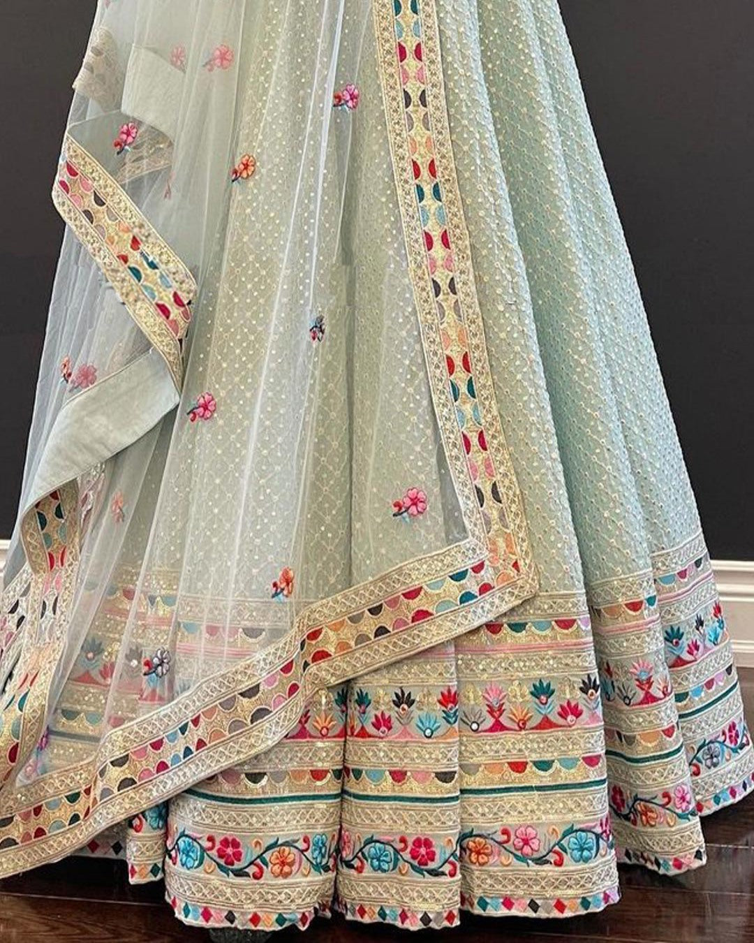 Sky Blue color Lehenga choli