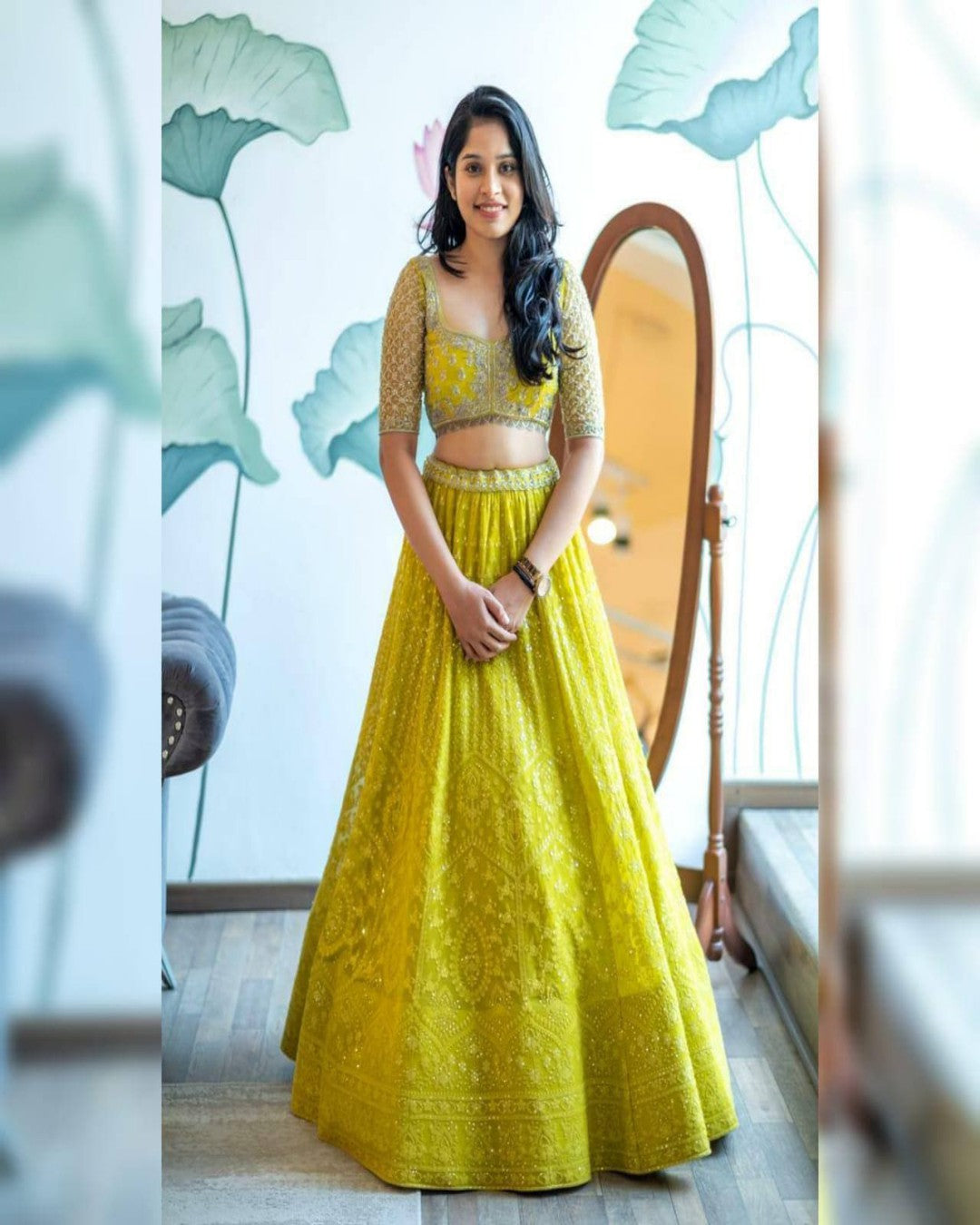 Green Color Heavy Embroidery Lehenga Choli