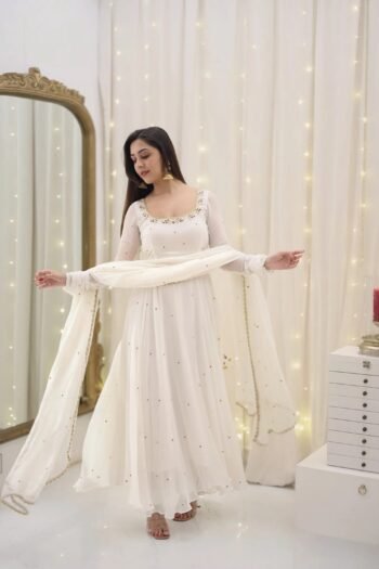 Panjwani white apsara anarkali suit