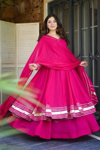 Soft & Premium Shimmer Organza Plazzo Set in Cherry