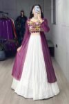 Wine Color Georgette Kurti With Rayon Lehenga