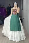 Green Color Georgette Kurti With Rayon Lehenga