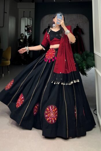 Black Gamthi Work Lehenga Choli