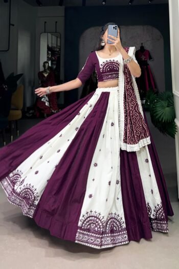 Pure Cotton Mirror Work Lehenga Choli