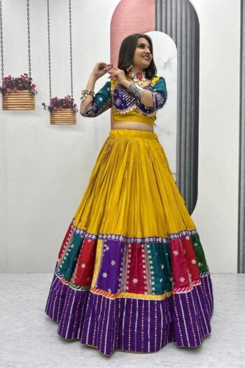 Yellow Traditional Mirror Work with Vibrant Festive Flair Lehenga