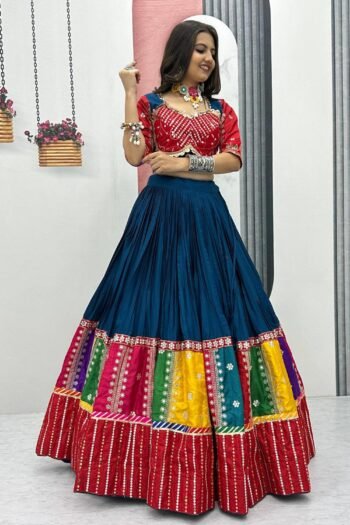 Rama Traditional Mirror Work with Vibrant Festive Flair Lehenga