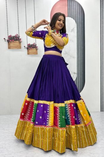 Blue Traditional Mirror Work with Vibrant Festive Flair Lehenga Choli
