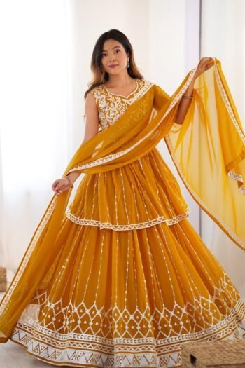 Yellow Sharara Set Bright Festive Wear with Elegant Embroidery & Flared Silhouette