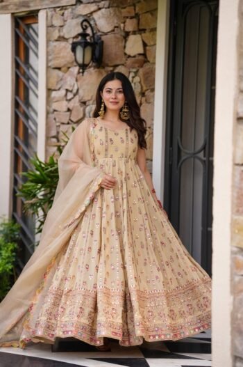 Elegance Light Pista Colour Designer Gown