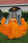 Yellow Colour Gamthi Work Gown