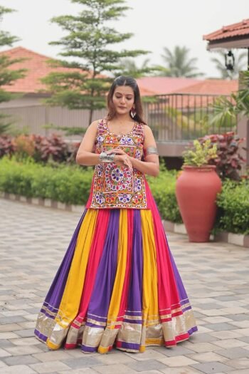 Multicolour Gamthi Work Lehenga Choli by DhingliMatching