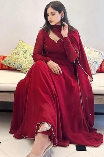 MAROON FAXU GEORGETTE BASE ANARKALI