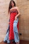 Red Navratri Real Mirror Work Kurti