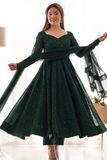Green Lucknowi Work Anarkali