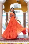 Orange Navratri Gamthi Work Gown