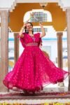 Pink Navratri Gamthi Work Gown