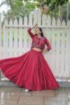 Maroon Gamthi Embroidered Navratri Choli
