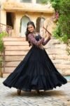 Black Gamthi Work Gown for Navratri by Dhinglimatching