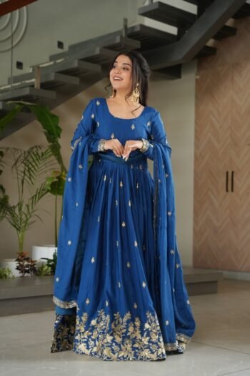 Rama Color Chinnon Sequence Embroidered Gown
