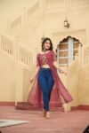 Maroon Color Georgette Bandhani Print Navratri Kurti