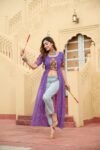 Purple Color Georgette Bandhani Print Navratri Kurti