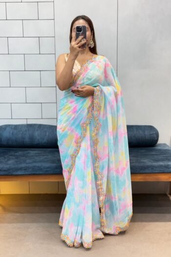 Celebrity Style Sybori Print Soft Saree by DhingliMatching