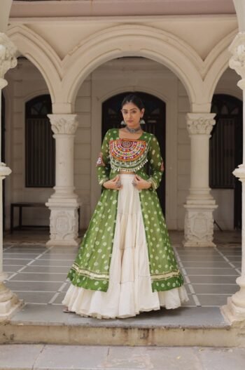 Navratri Special Green Colour Lehenga Choli