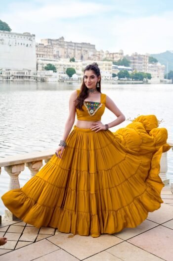 Elegant Mustard Navratri Lehenga Choli