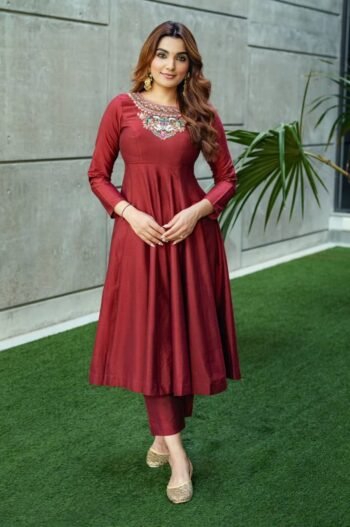 Luxury Bollywood Style Maroon Anarkali