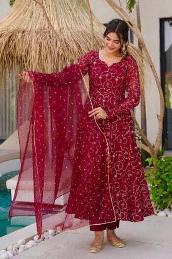 Royal Red Sequin Embroidered Anarkali