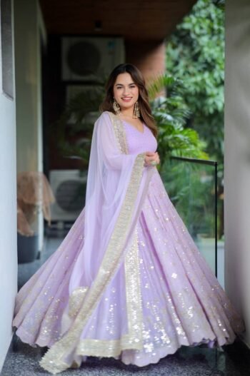 Designer Purple Anarkali with Sequence Work
