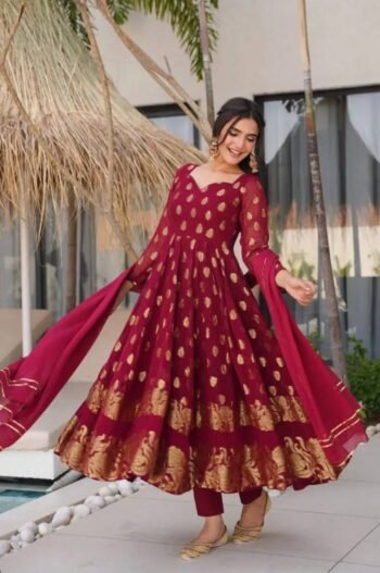 Stunning Maroon Anarkali Suit