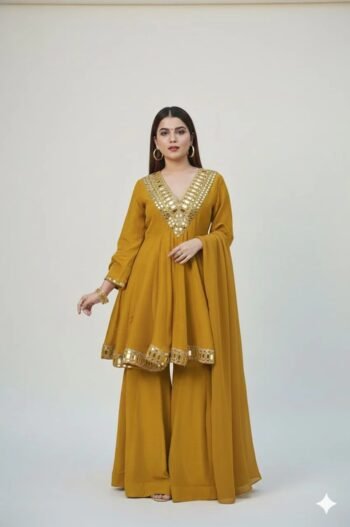 Aliya Cut Kediya Style Real Mirror Work Plazzo Set
